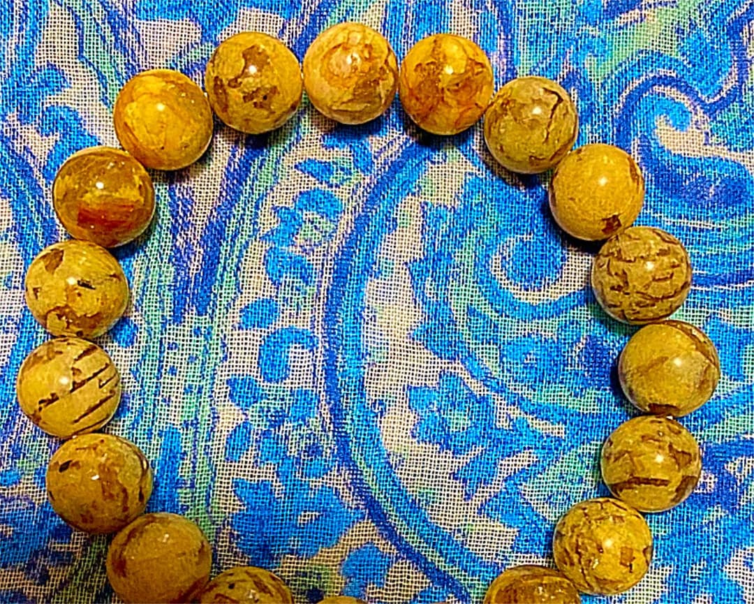 金運爆上げ　特別祈祷　心を強化天然石７cmグラフィックグラナイトお念珠　出羽三山