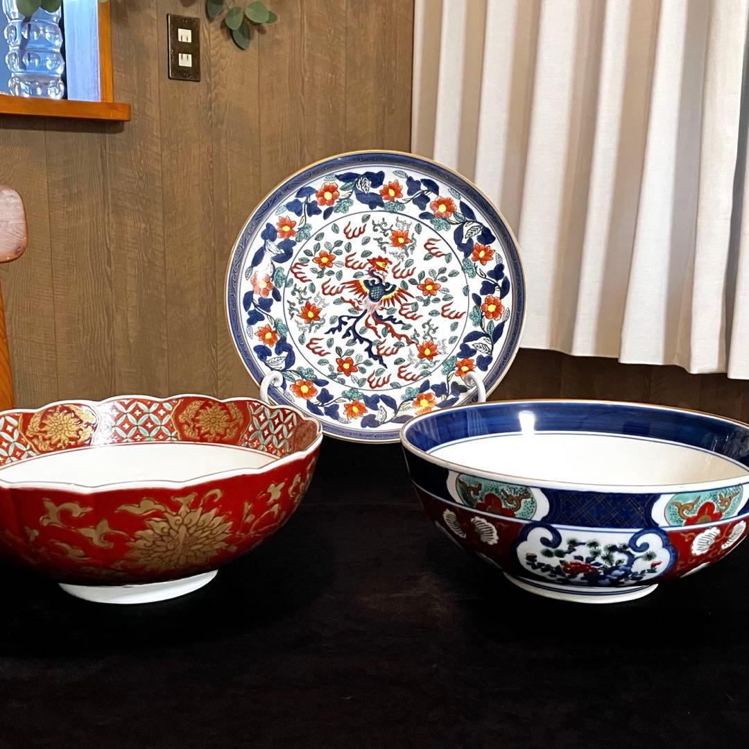 有田焼 オールドイマリ 古伊万里 金襴手 弥左衛門窯 手描き 大皿 大鉢