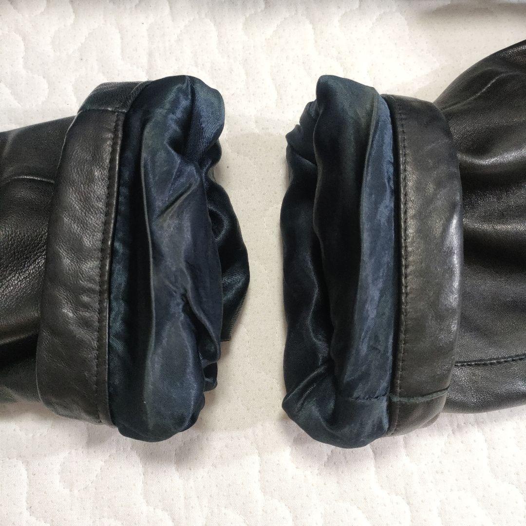 ジョルジオアルマーニ　ラムレザーロングコート　スタンドカラー　黒　52