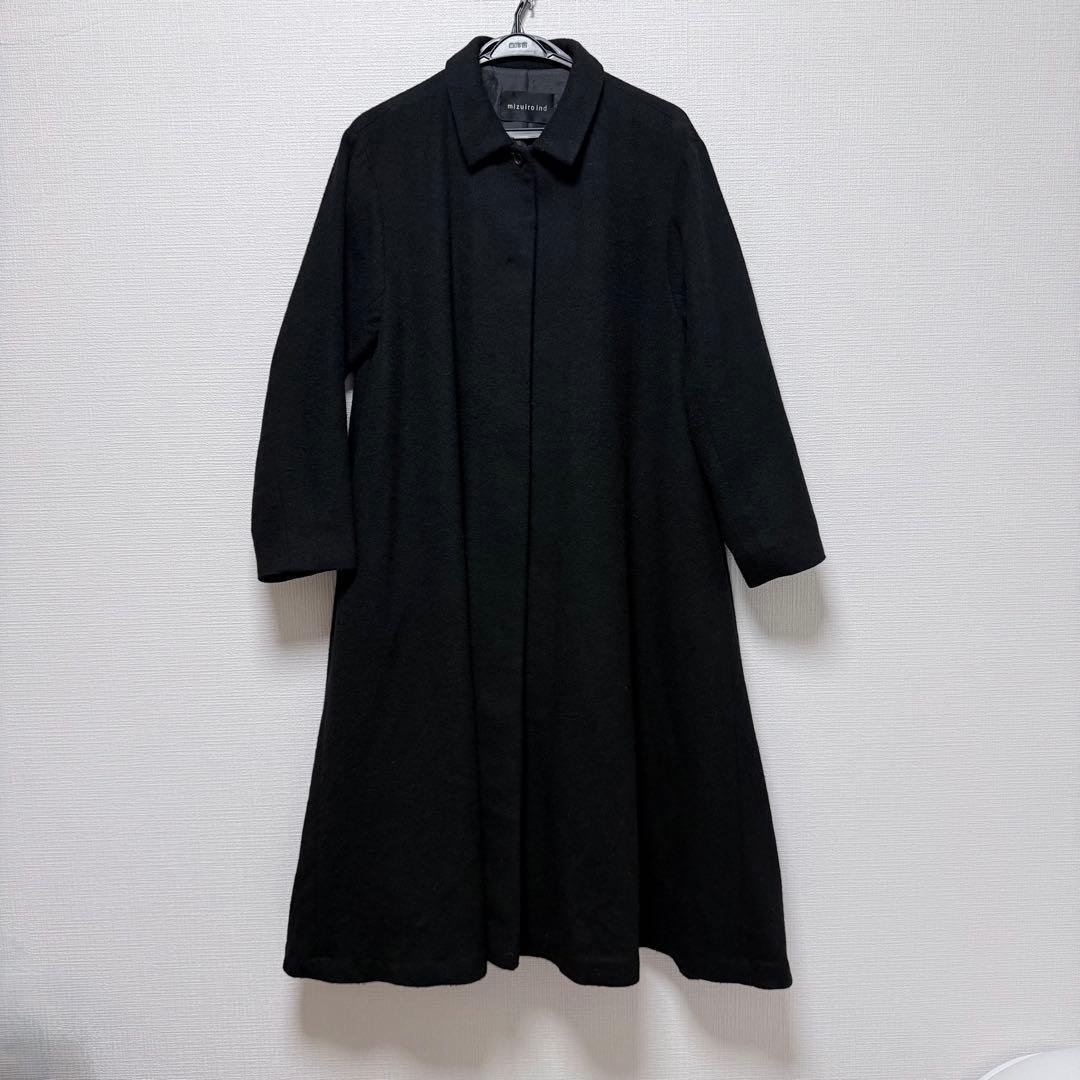 mizuiro ind ミズイロインド ステンカラーフレアコート ブラック