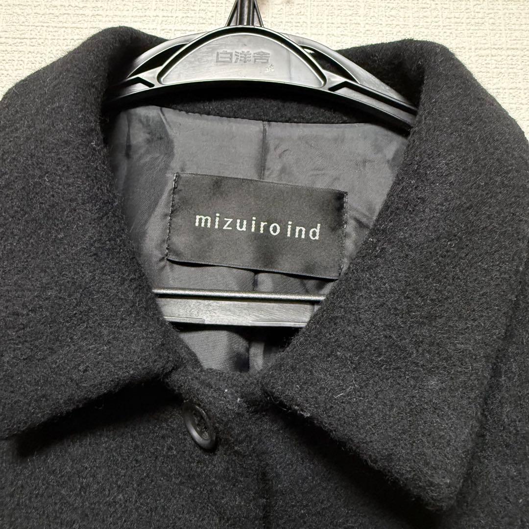 mizuiro ind ミズイロインド ステンカラーフレアコート ブラック