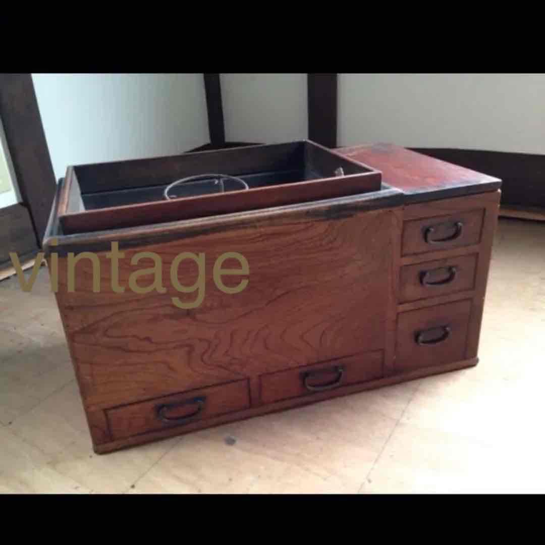 時代 長火鉢☆アンティーク 古民家 骨董 レトロ 五徳 古道具 粋 風情 工芸