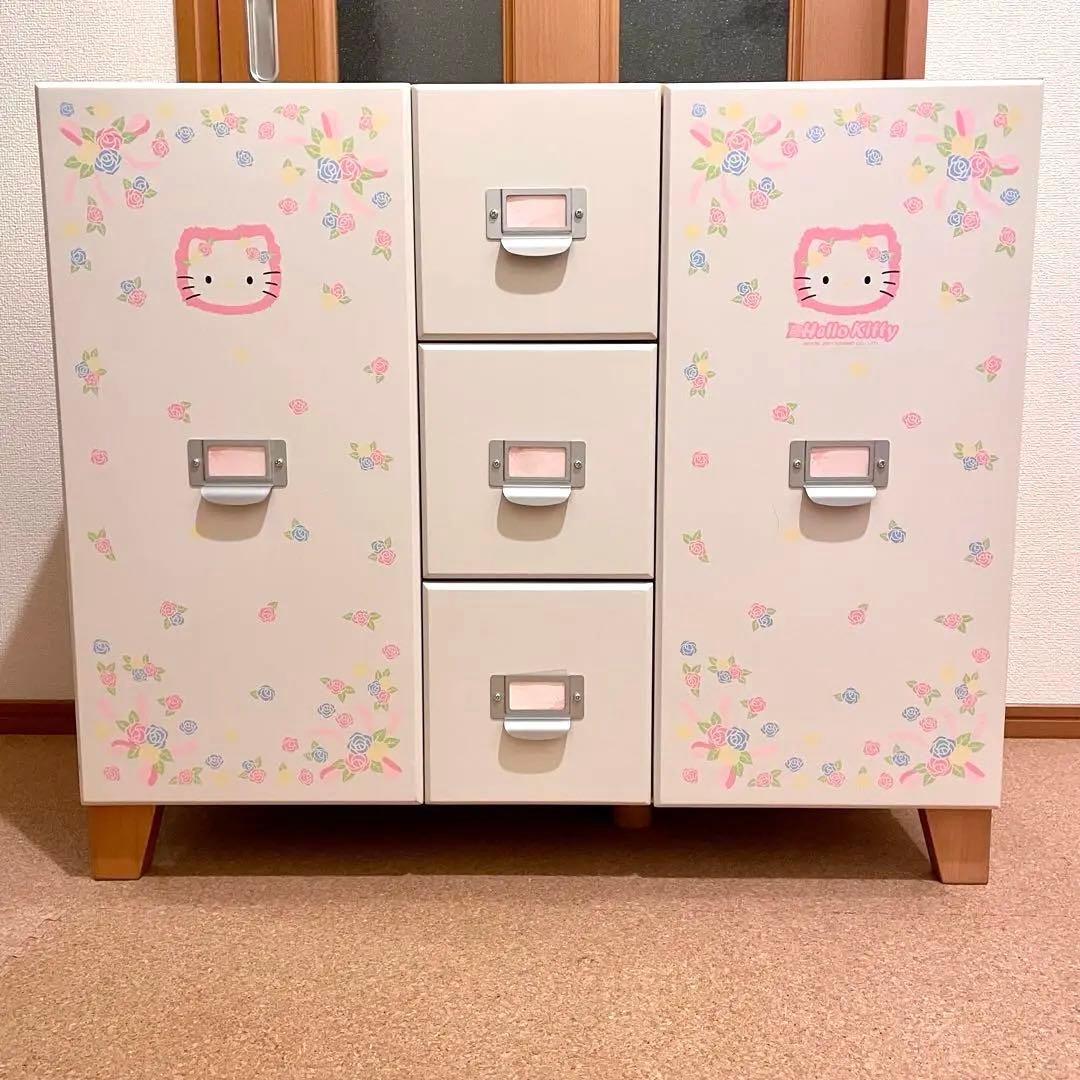 【希少】ハローキティ ミニバラ 木製 マルチチェスト 家具 01年製 平成レトロ
