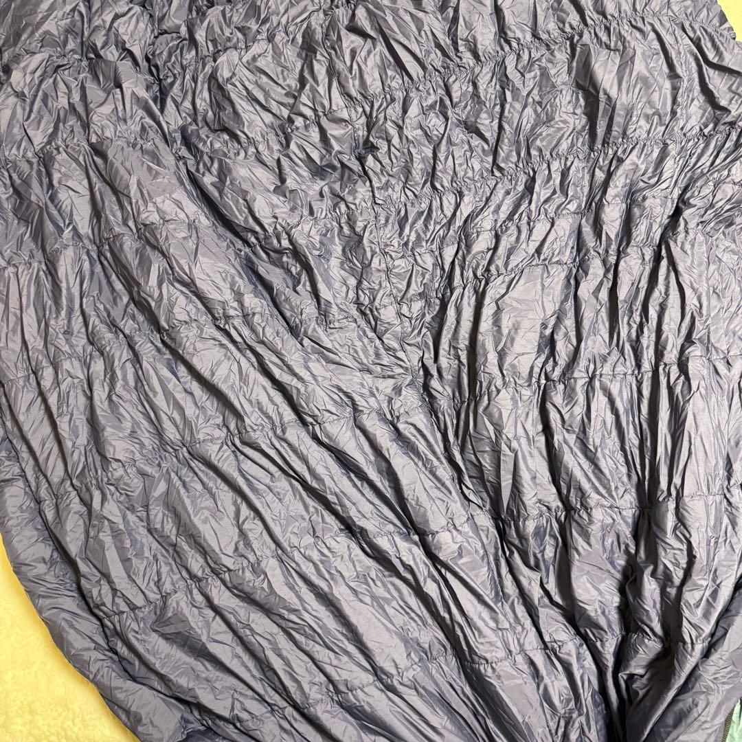 美品モンベル　ダウンシュラフダウンハガー#1右ジップグレイ　ストリージバッグ付