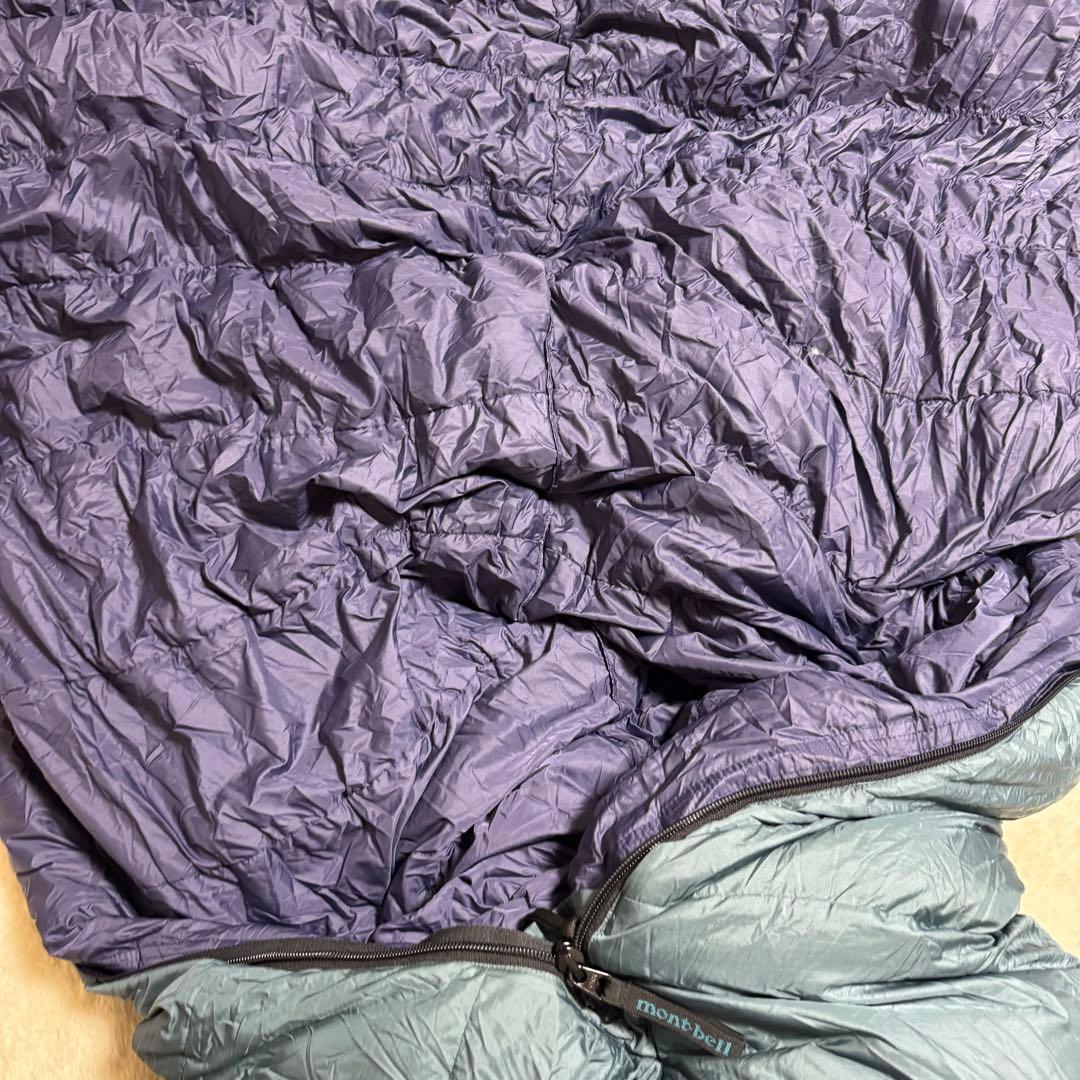 美品モンベル　ダウンシュラフダウンハガー#1右ジップグレイ　ストリージバッグ付
