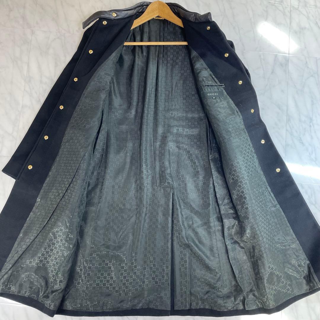 ✨極美品✨Lサイズ 最高級 グッチ シルク カシミヤ チェスターコート ブラック