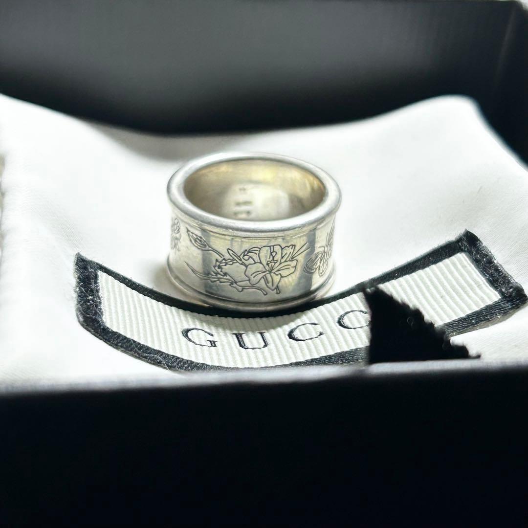 GUCCI グッチ　フローラ　リング　指輪　11号　シルバー　蝶　花