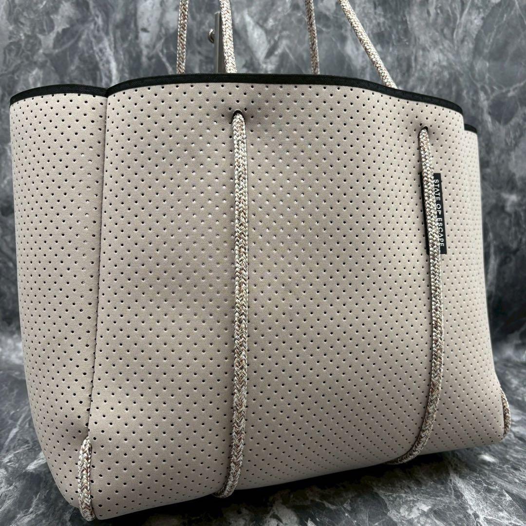 【美品】ステイトオブエスケープ エスケープトート ベージュ×ピンク