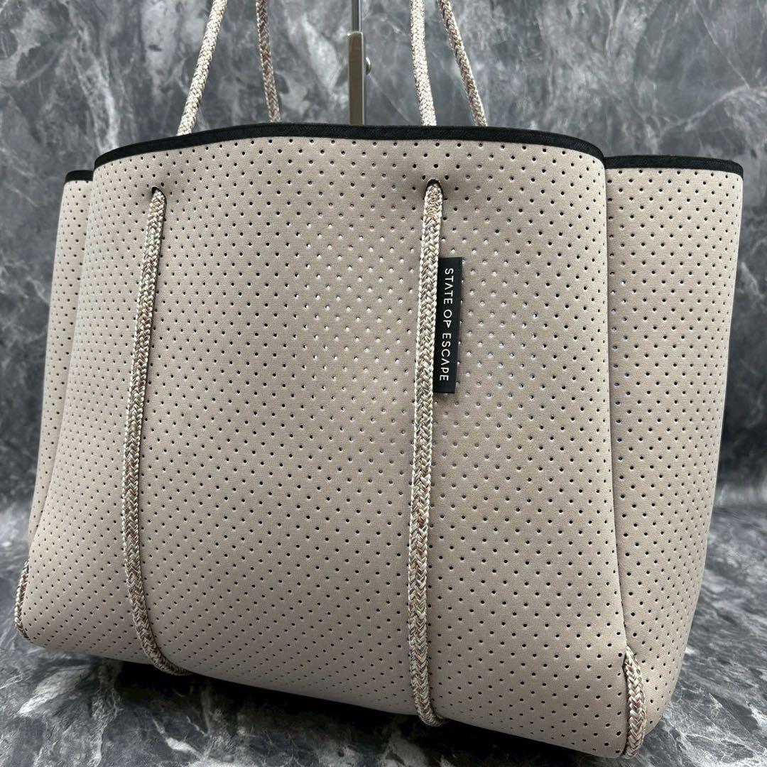 【美品】ステイトオブエスケープ エスケープトート ベージュ×ピンク