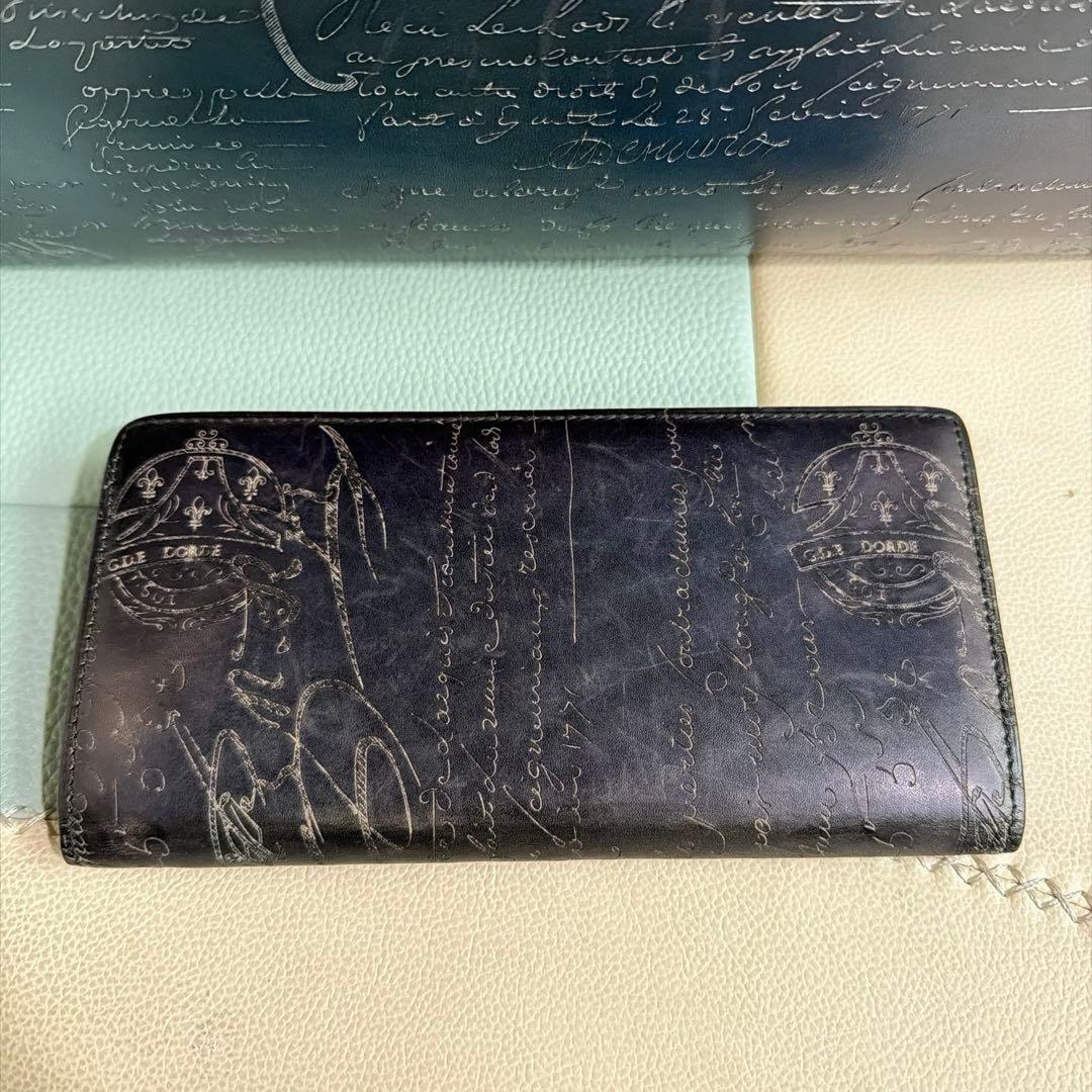 【美品】 ベルルッティ サンタル ダブルスクリット 長財布 サファイアブルー