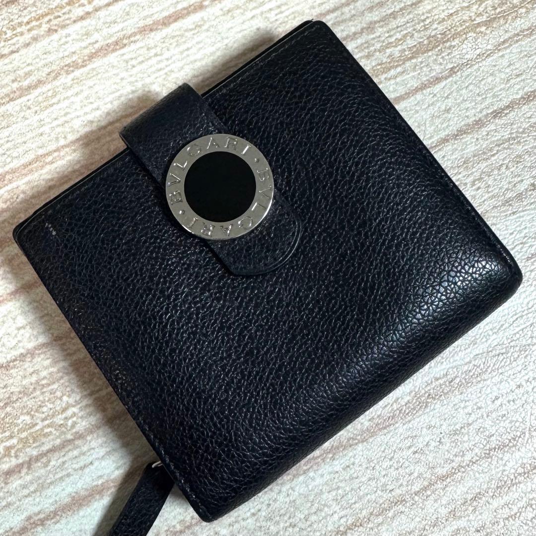 55 BVLGARI ブルガリ コローレ ラウンドファスナー 折り財布 黒