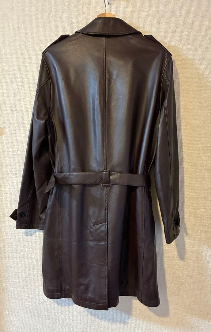 希少美品　バーバリーブラックレーベル　ダークブラウン ラムレザー トレンチコート