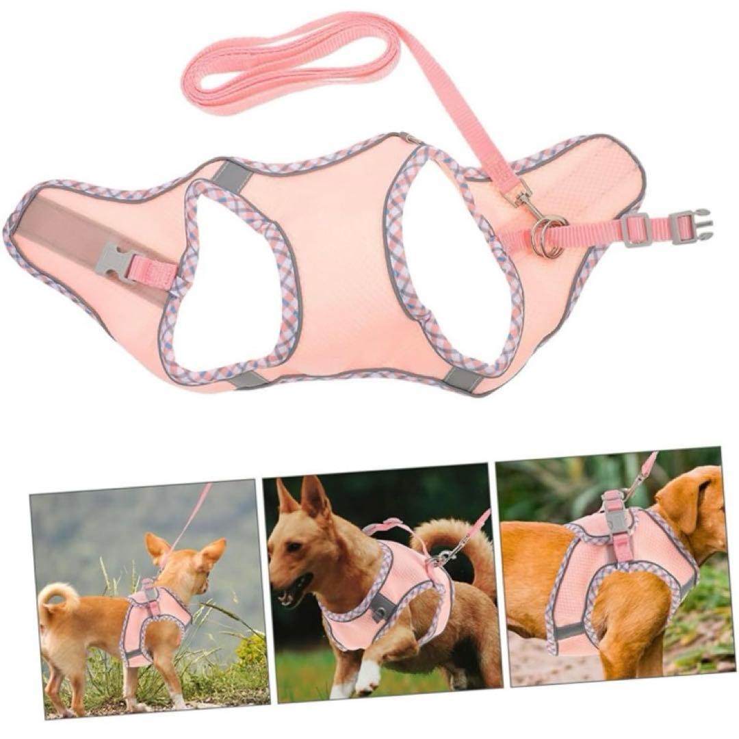小型犬用 ハーネス リード セット ピンク ベストタイプ 新品 未使用