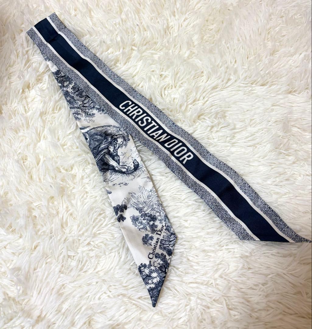 Dior ミッツァ スカーフ 青 紺 シルク