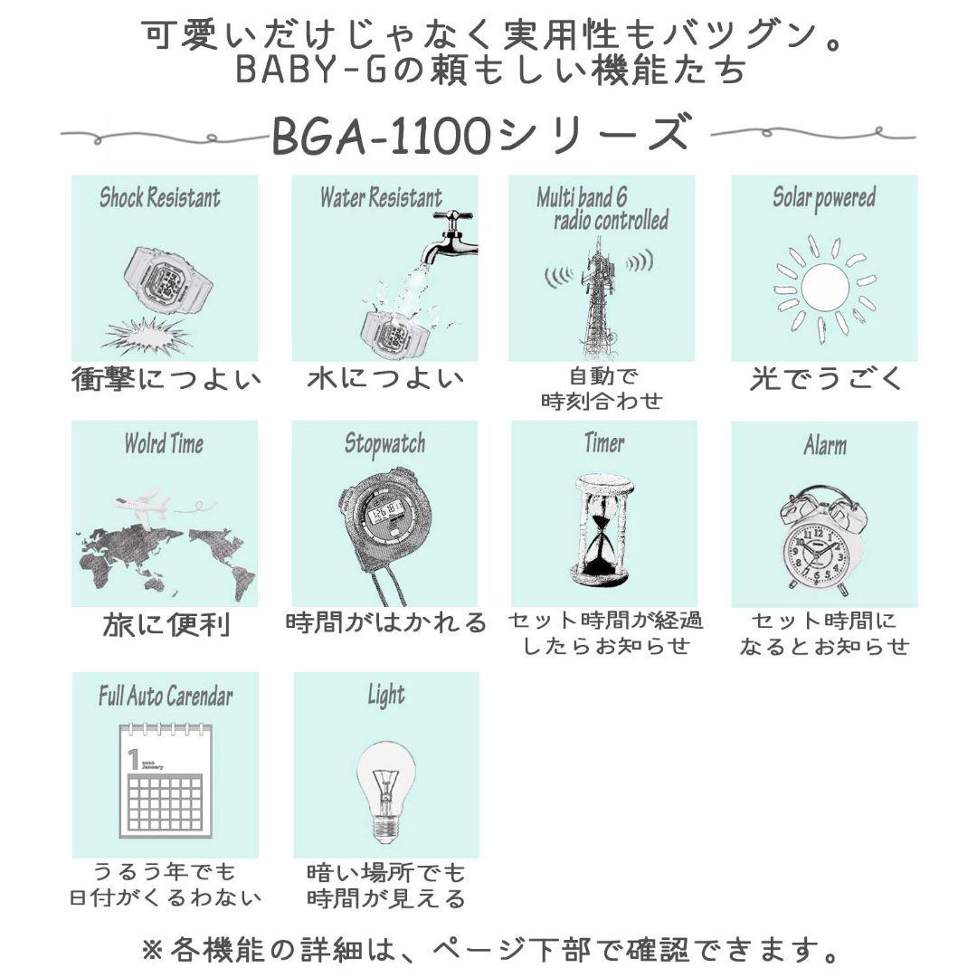 【美品】BABY-G ベビージー 電波ソーラー BGA-1100GR 箱説あり