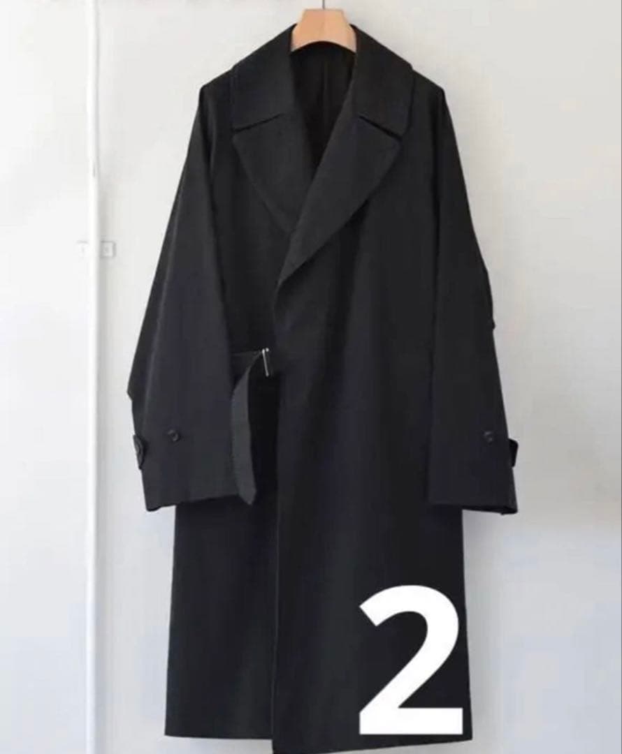 コモリcomoli ウォッシュドタイロッケンコート　黒　サイズ2