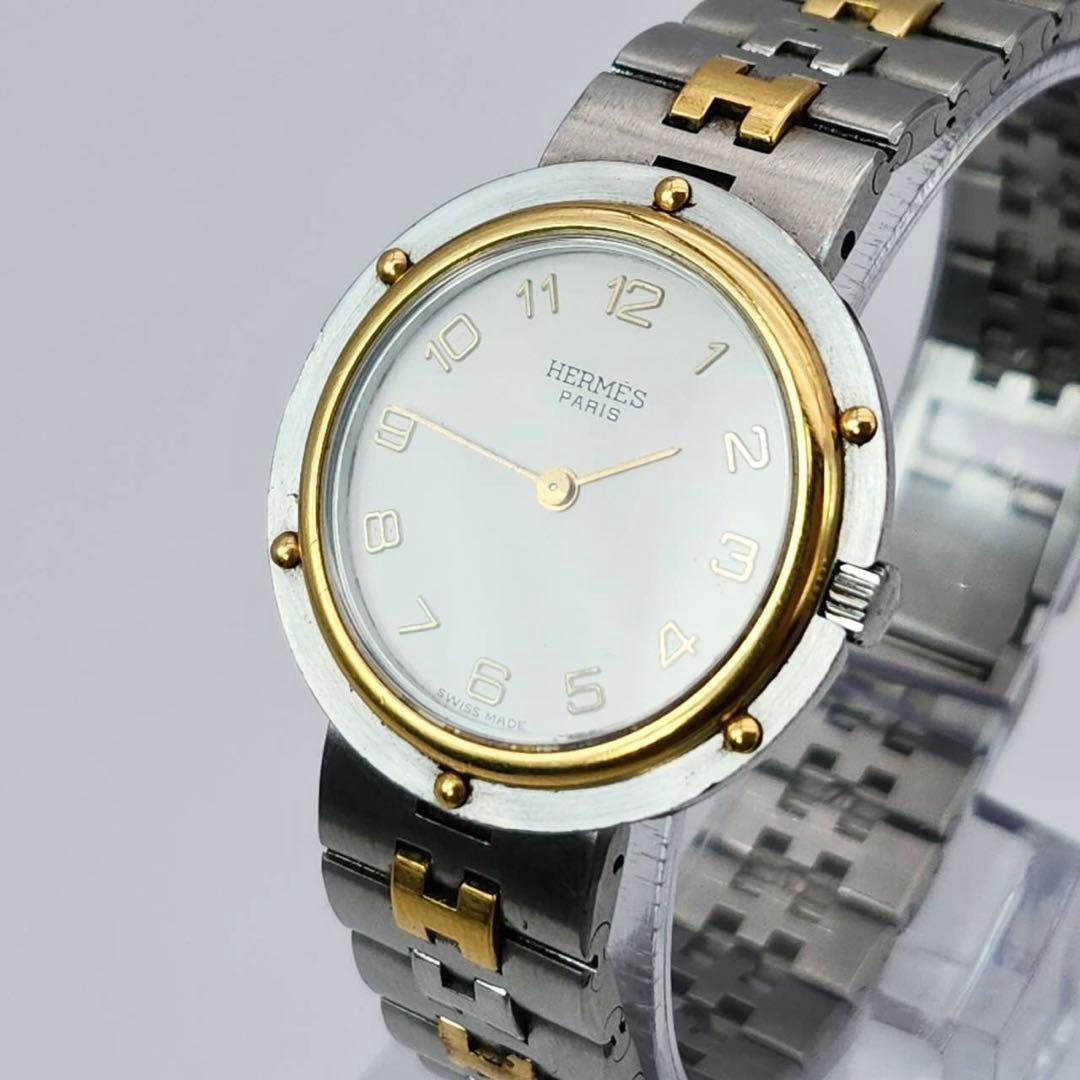 エルメス　オリンピア　コンビ　デイト　Hベルト　アイボリー　クォーツ　ボーイズ