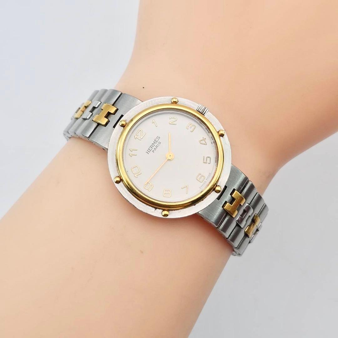 エルメス　オリンピア　コンビ　デイト　Hベルト　アイボリー　クォーツ　ボーイズ