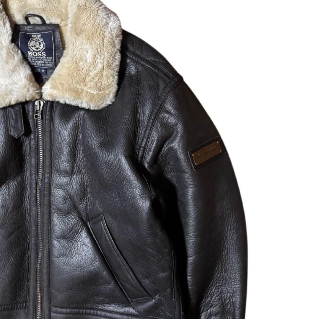 非売品 ボスジャン 2000年限定 エンボスロゴ B-3 レザージャケット M