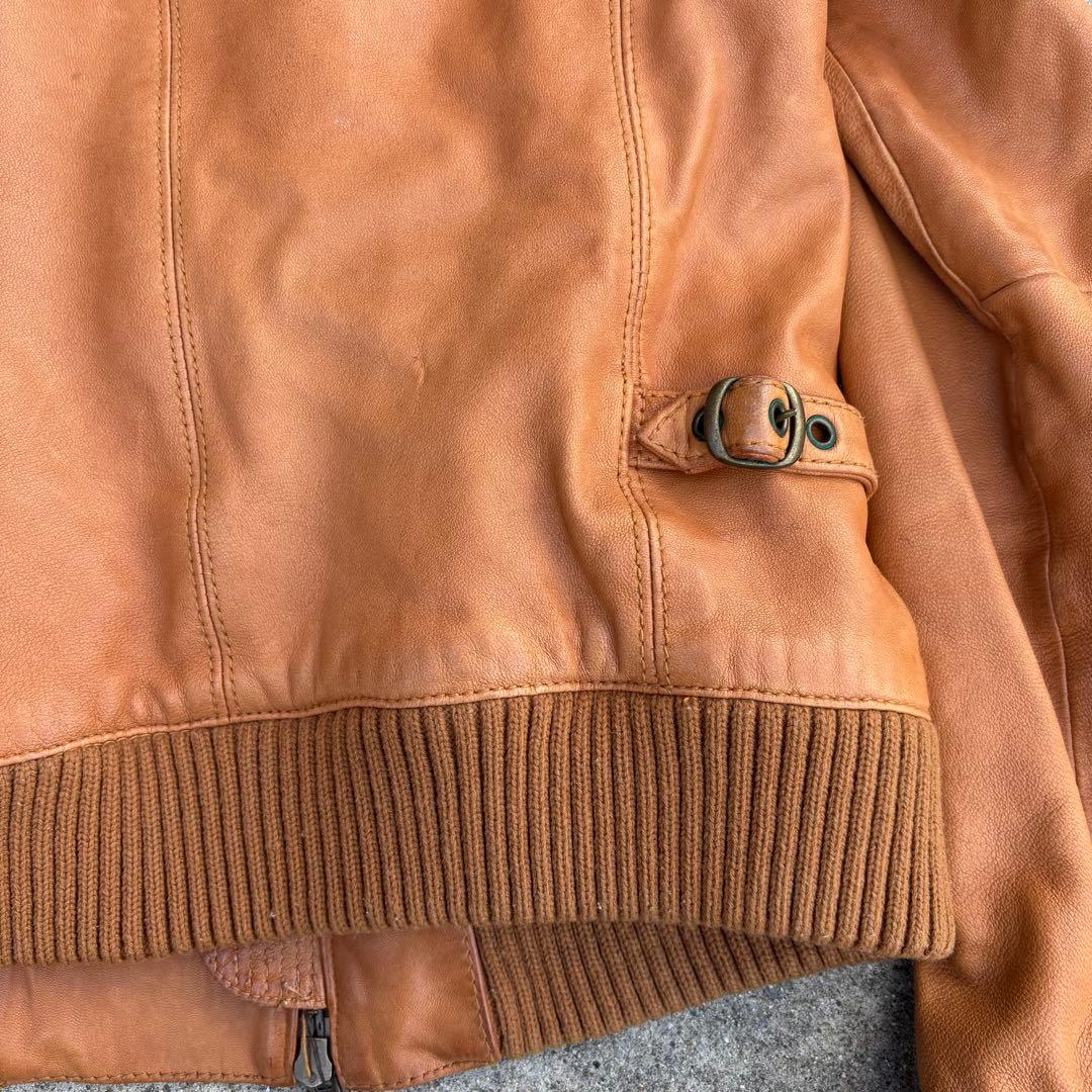平成ギャル 短丈 本革レザージャケット キャメル y2k アメカジ