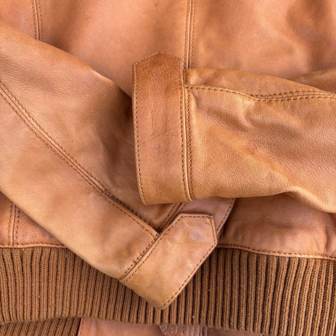 平成ギャル 短丈 本革レザージャケット キャメル y2k アメカジ