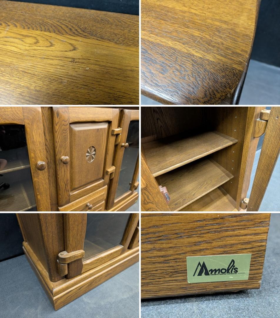 河本家具　オーク　無垢　サイドボード　リビングボード　キャビネット　飾り棚