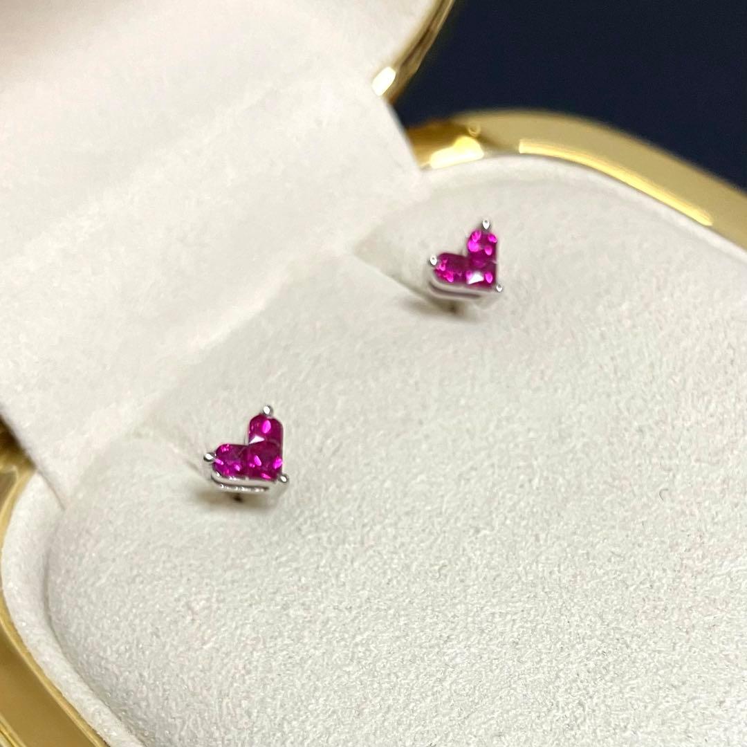 【ピニャコ様】K18 WG ミステリアスハート ルビー 0.36ct ピアス