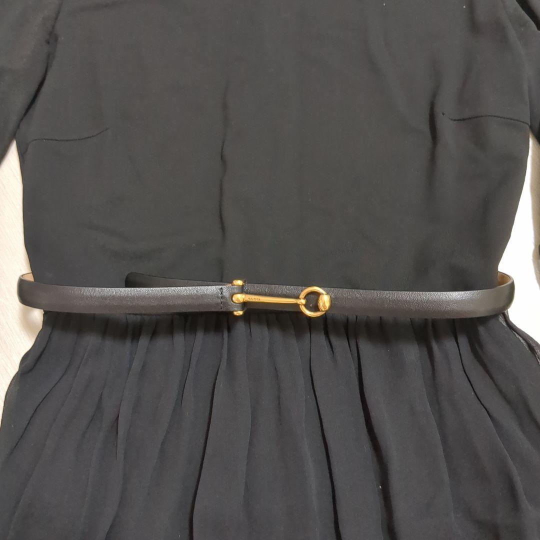 【美品】GUCCI 膝丈ワンピース ベルト付き ブラック　XS　細身