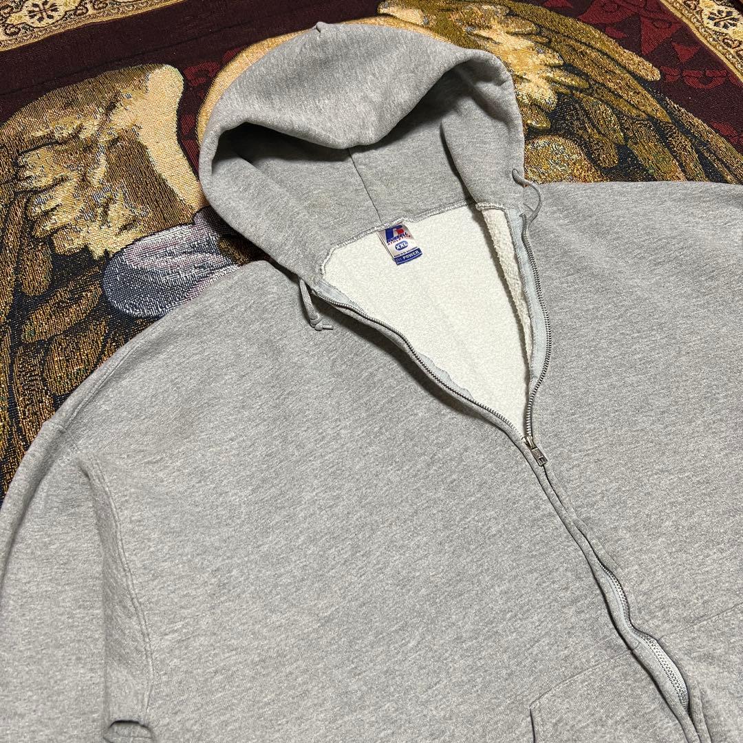【即購入可】00sラッセルアスレチック無地グレージップパーカーヘビーウェイト