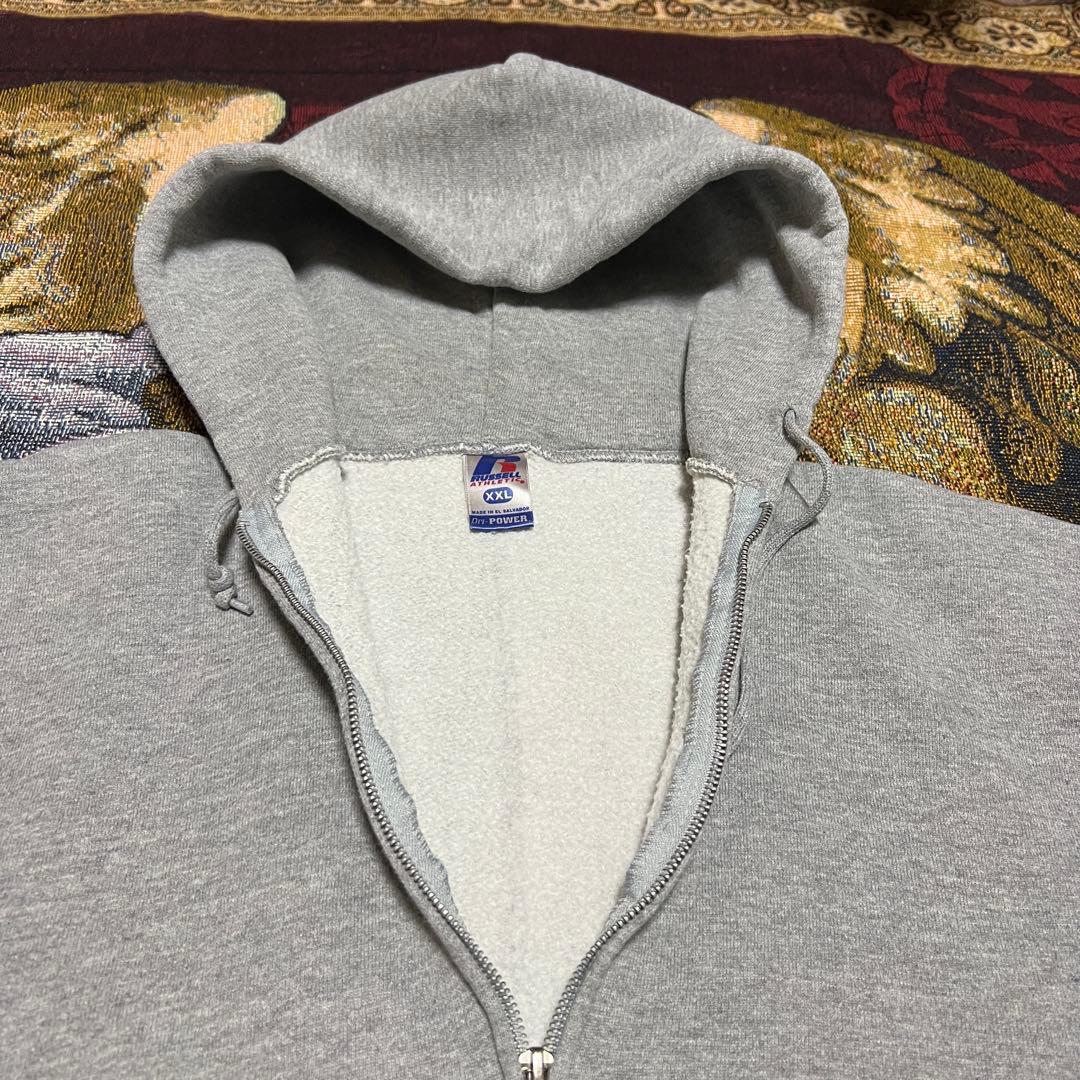 【即購入可】00sラッセルアスレチック無地グレージップパーカーヘビーウェイト