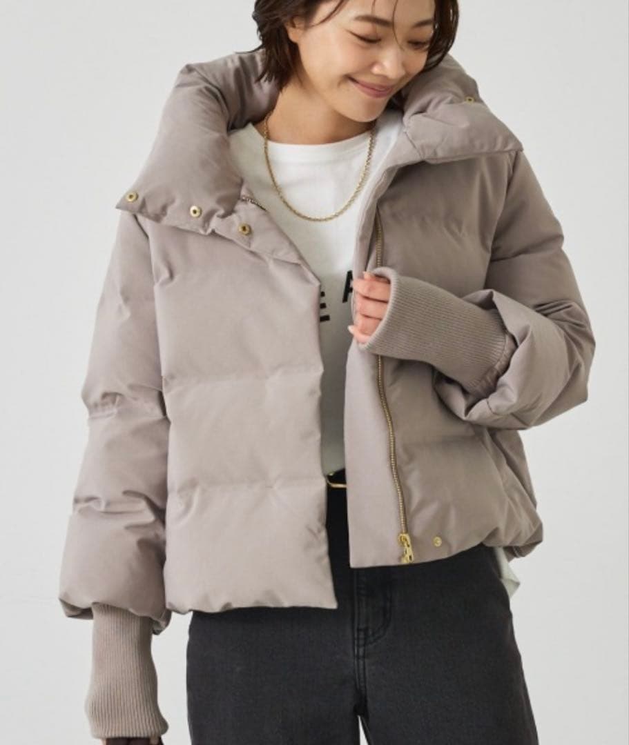 アバハウス袖リブシームレススタンドダウン定番/軽量/冬服/長袖/きれいめ