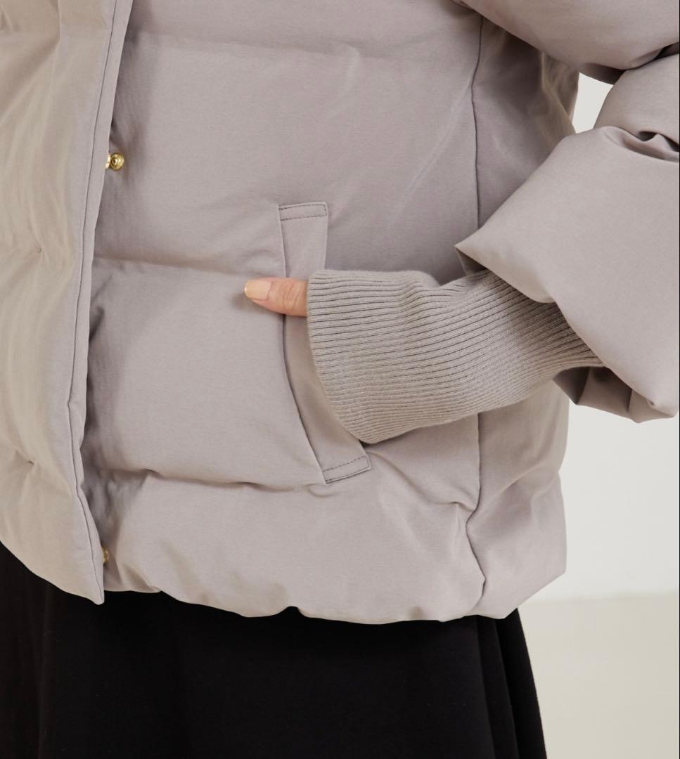 アバハウス袖リブシームレススタンドダウン定番/軽量/冬服/長袖/きれいめ