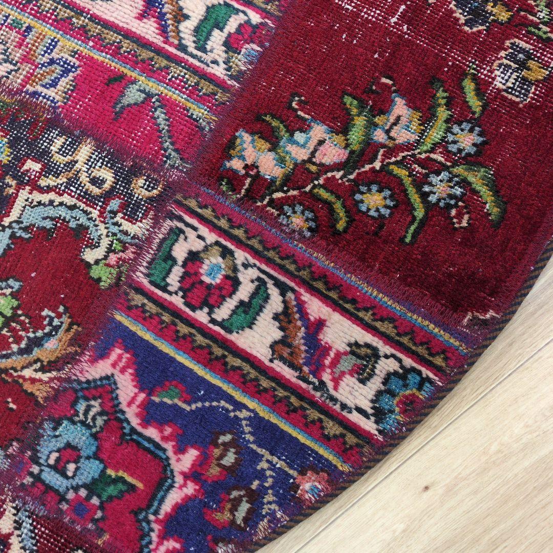 ペルシャ絨毯 パッチワーク アンティーク 146x146手織り クリー