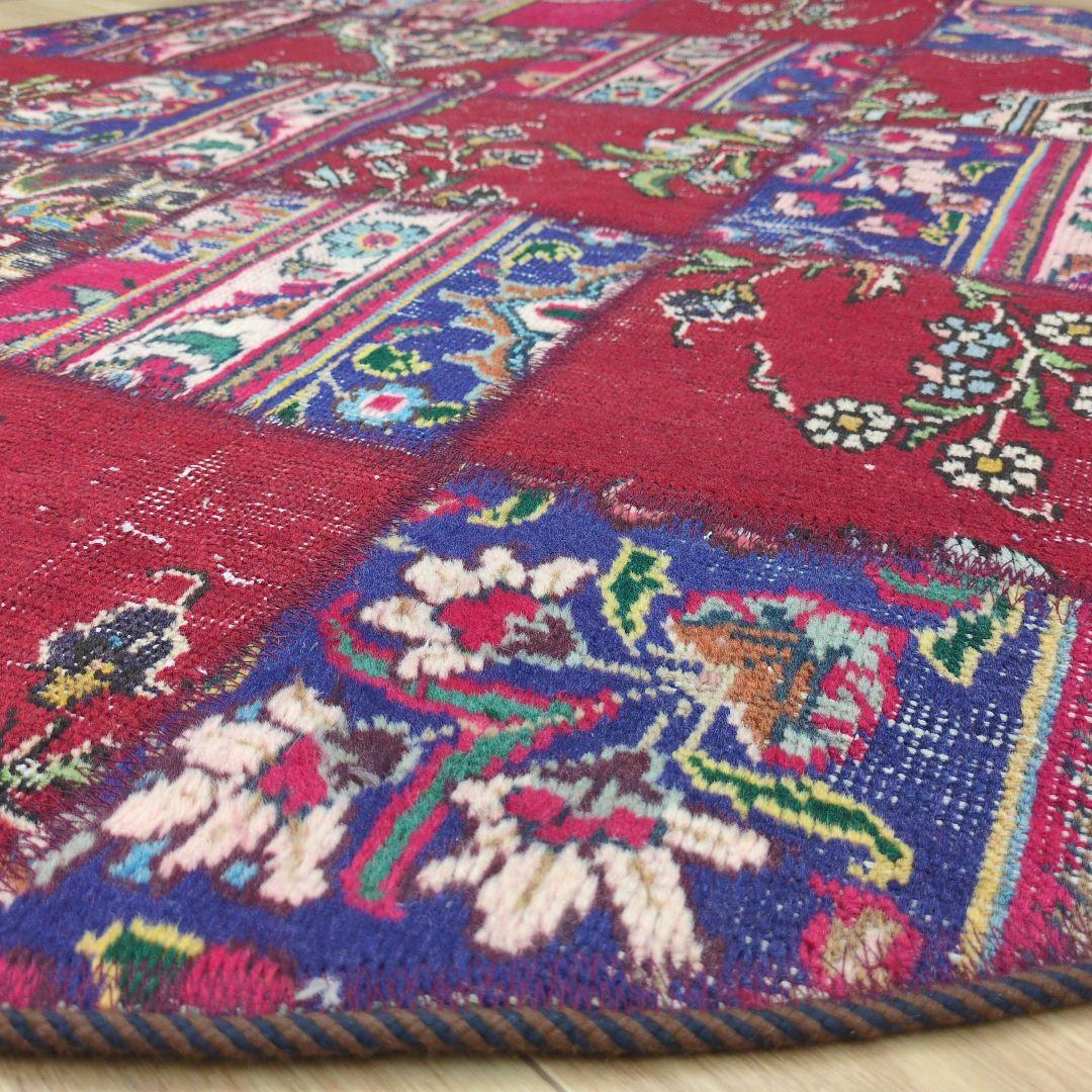 ペルシャ絨毯 パッチワーク アンティーク 146x146手織り クリー