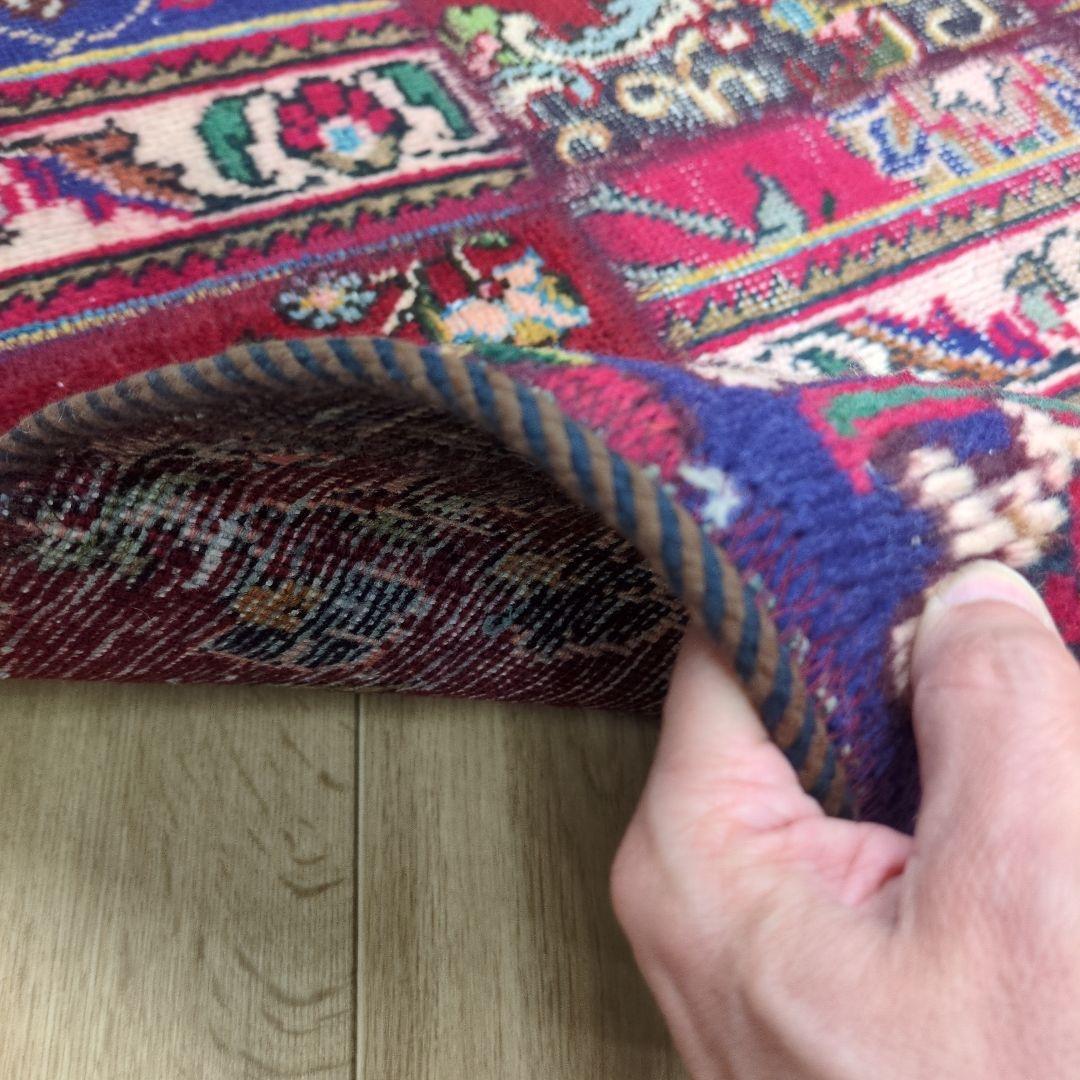 ペルシャ絨毯 パッチワーク アンティーク 146x146手織り クリー