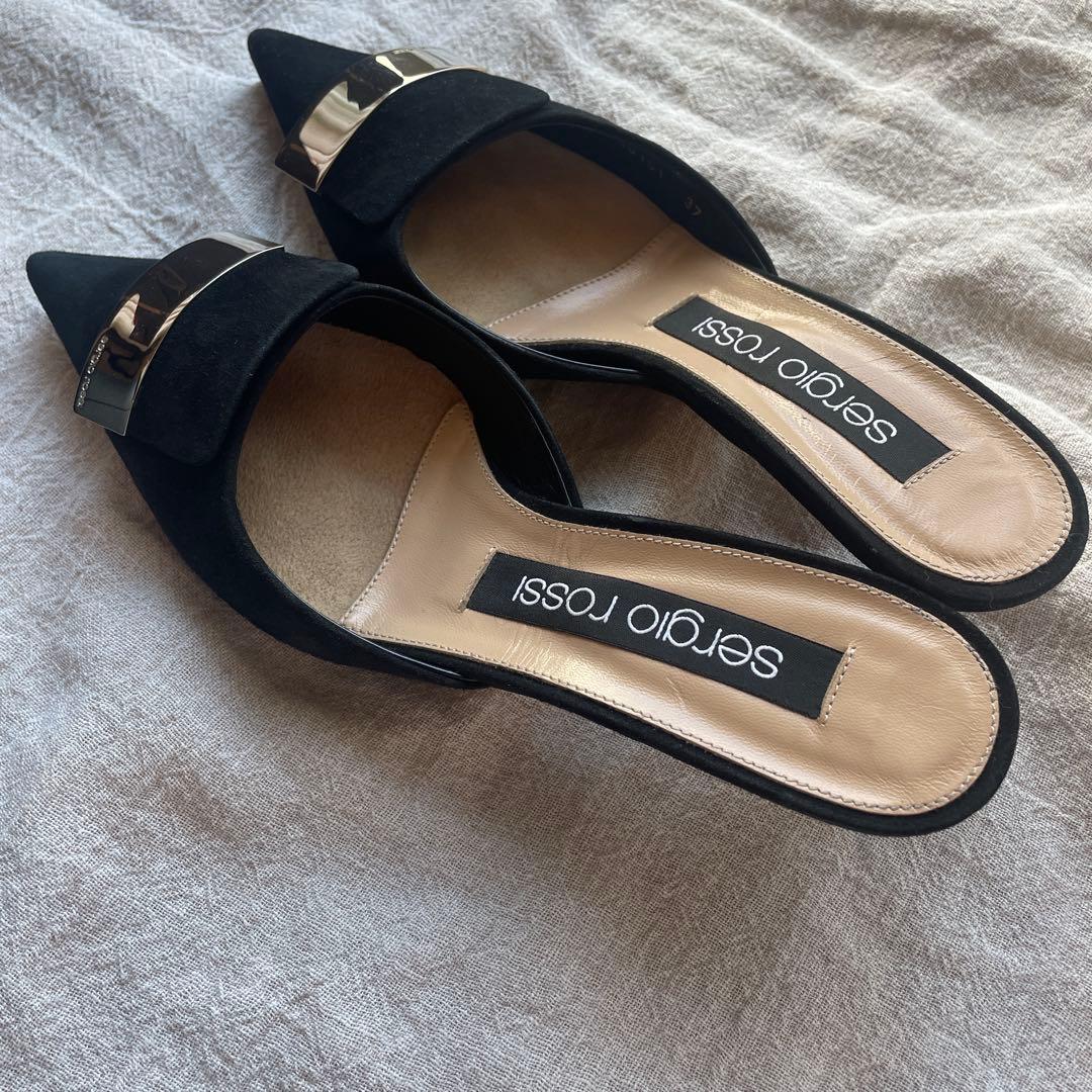 セルジオロッシ SR1 ミュール　パンプス ブラック 23.5cm 黒　37
