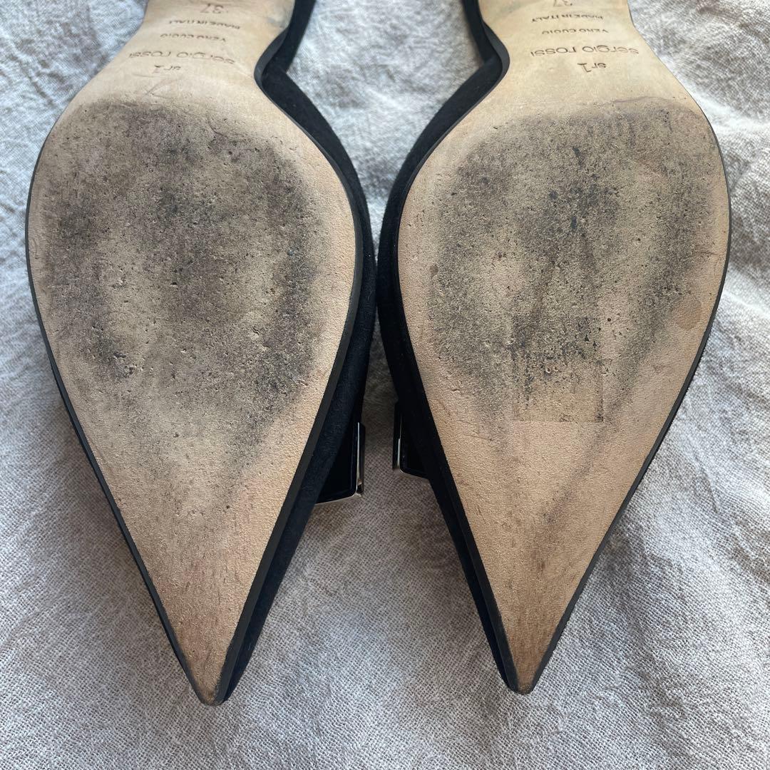 セルジオロッシ SR1 ミュール　パンプス ブラック 23.5cm 黒　37