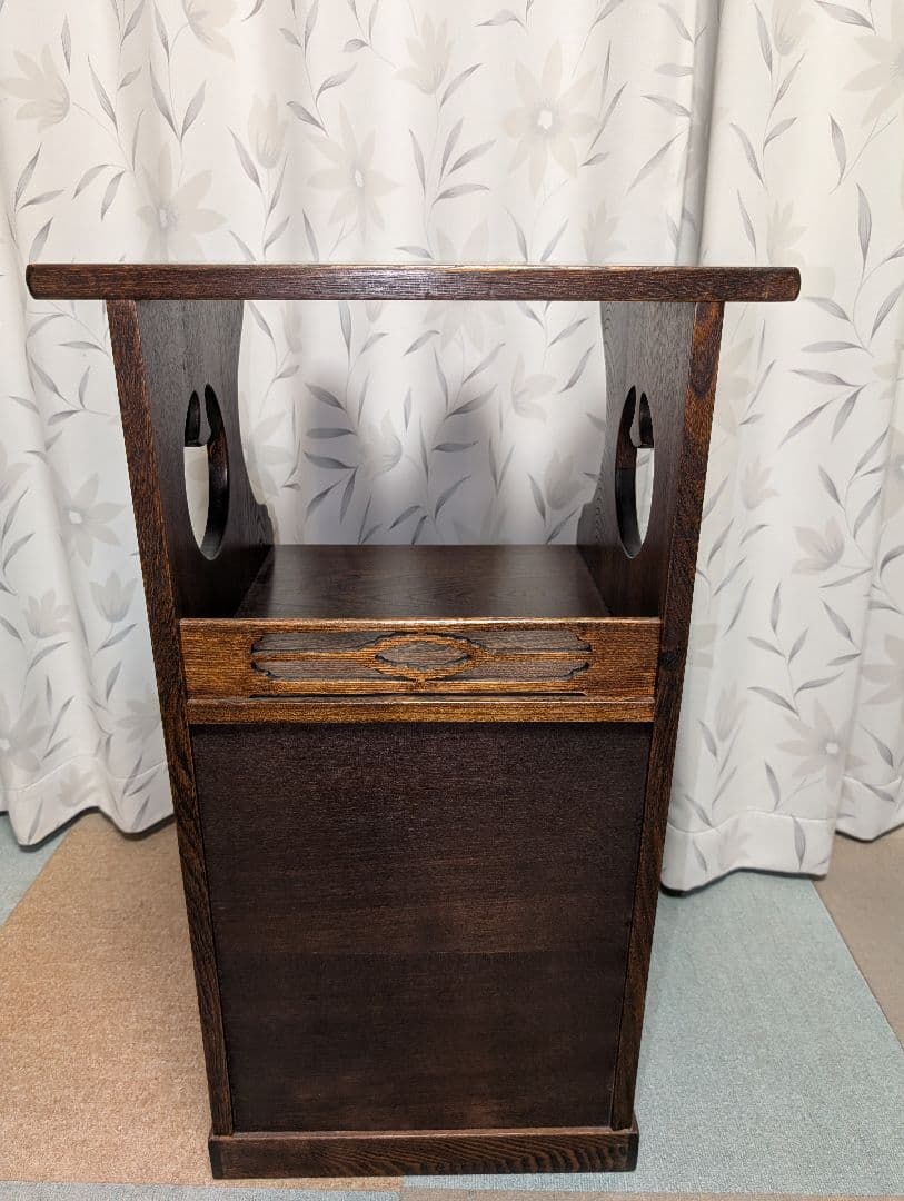 天然木　電話台　小物収納 　ヘッドサイドテーブル　引出