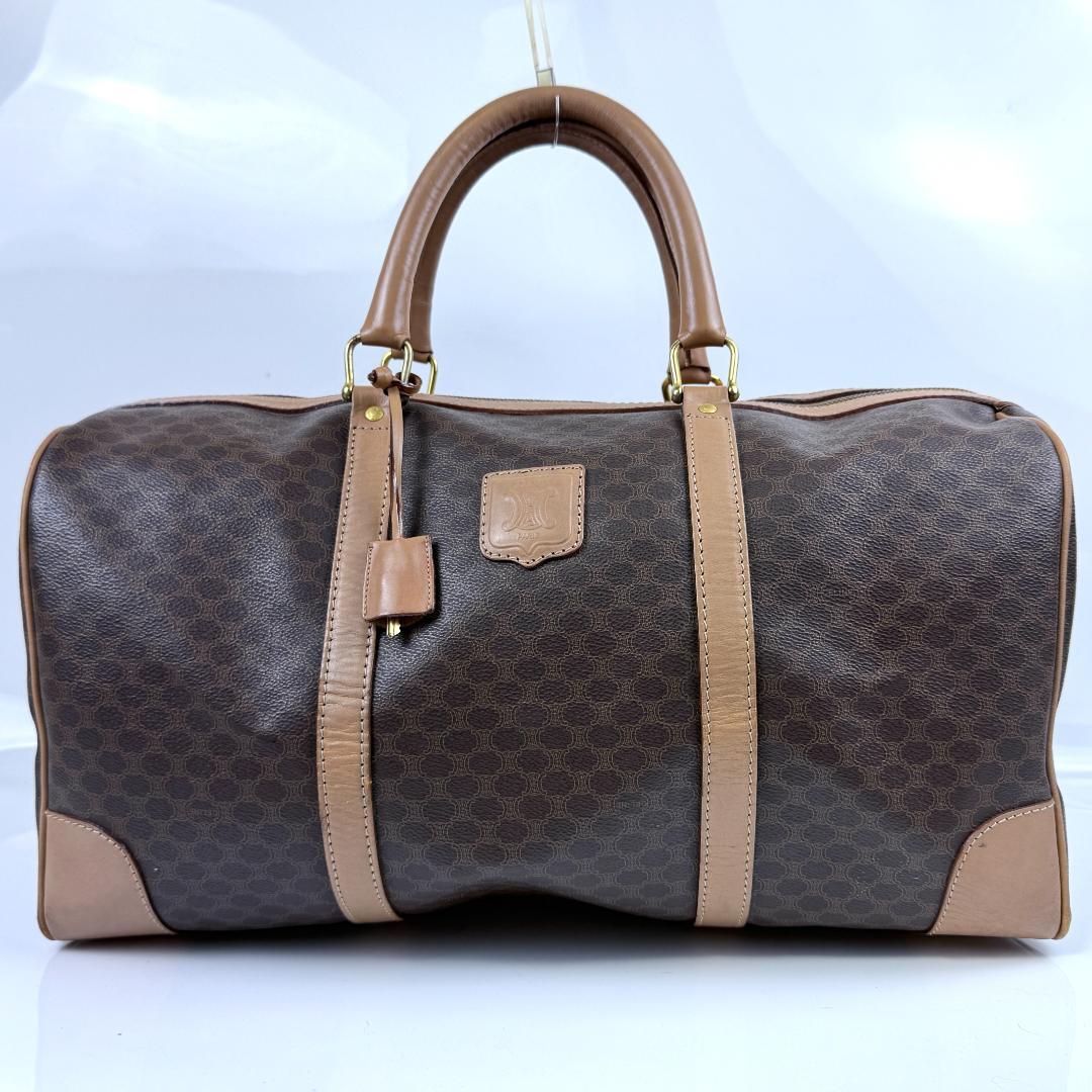 美品 セリーヌ ボストンバッグ マカダム モノグラム 嘉手納 鍵 大容量 旅行