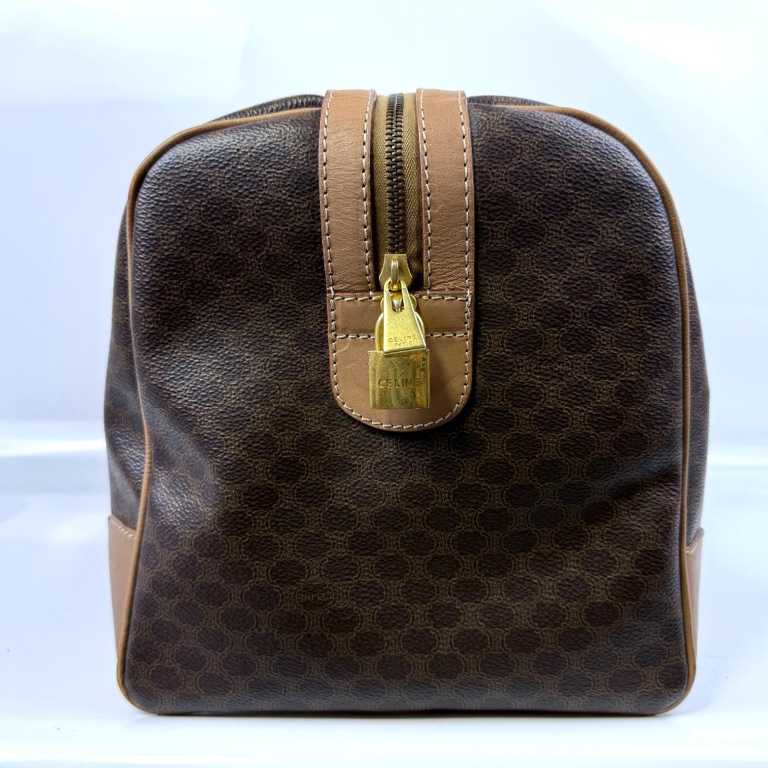 美品 セリーヌ ボストンバッグ マカダム モノグラム 嘉手納 鍵 大容量 旅行