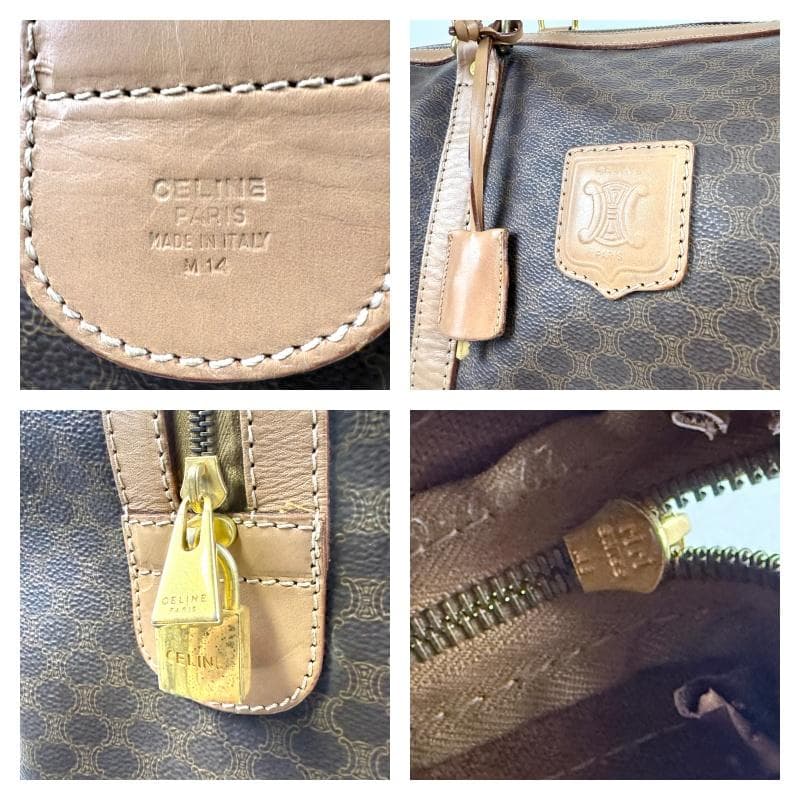 美品 セリーヌ ボストンバッグ マカダム モノグラム 嘉手納 鍵 大容量 旅行