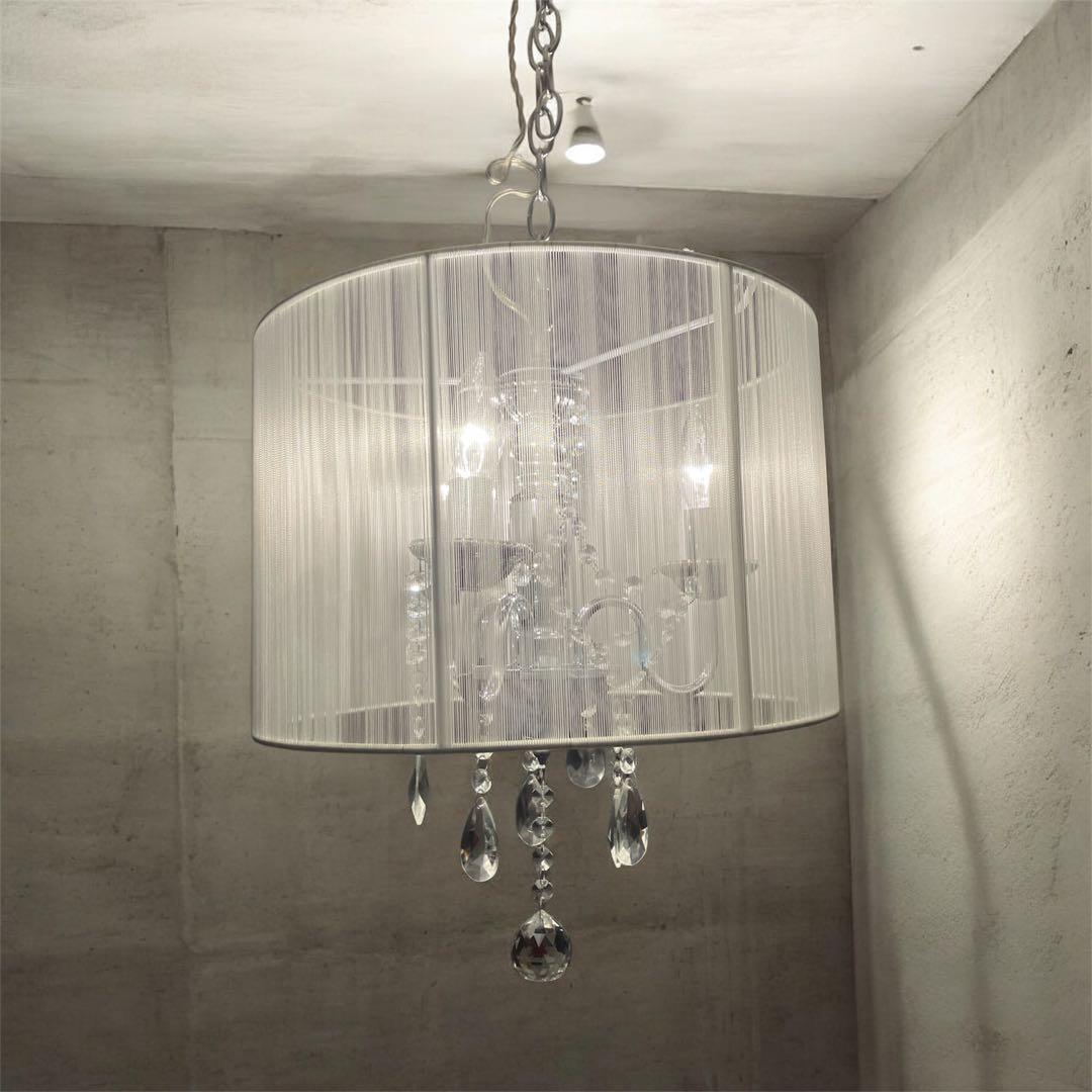 シェード シャンデリア 3灯 ホワイト 点灯動作確認済み