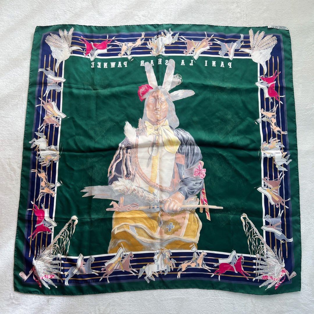 エルメス HERMES カレ90　スカーフ　シルク　パウニー族の首長