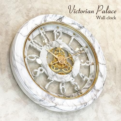 大理石風 掛け時計【無音連続秒針付】ビクトリアンパレス ゼブラマーブル