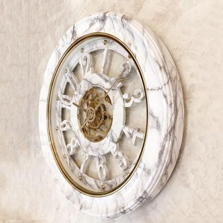 大理石風 掛け時計【無音連続秒針付】ビクトリアンパレス ゼブラマーブル