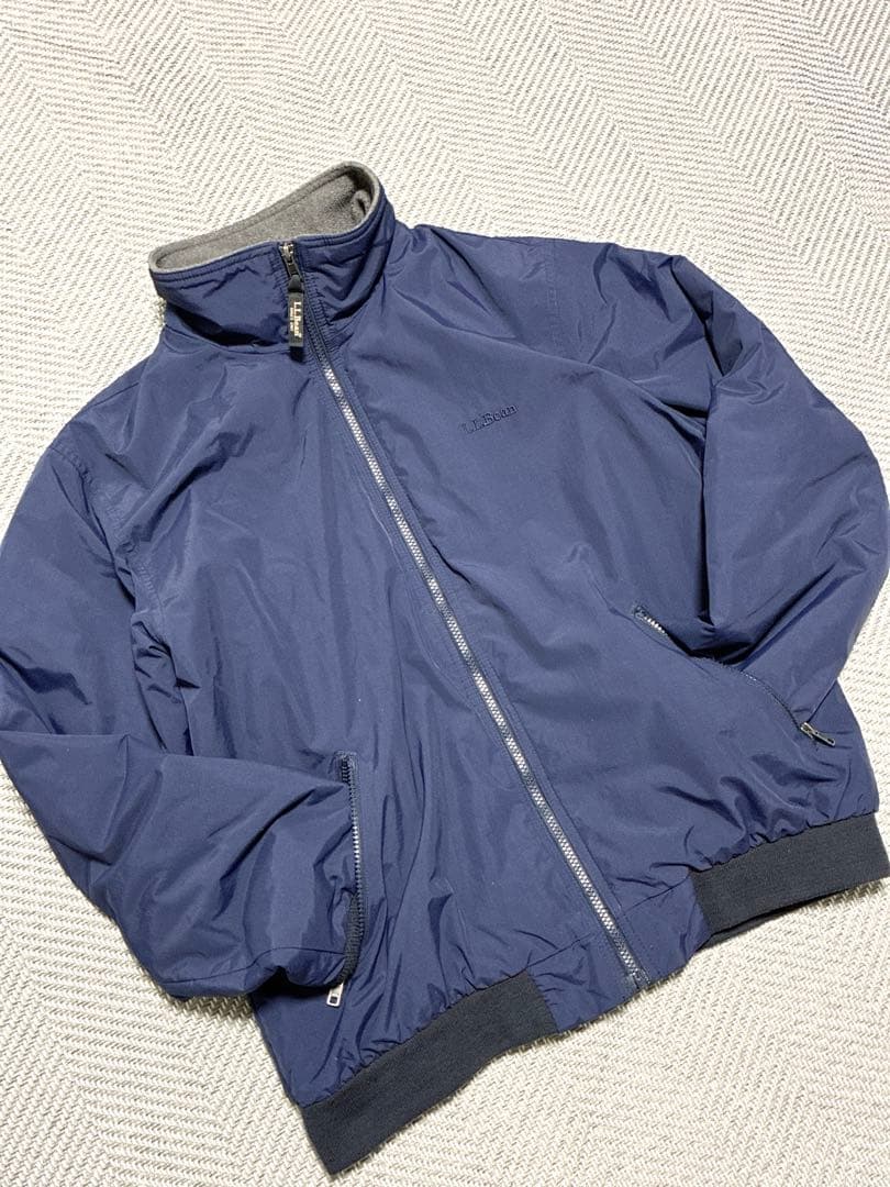 美品 00s L.L.Bean ウォームアップジャケット M ネイビー フリース