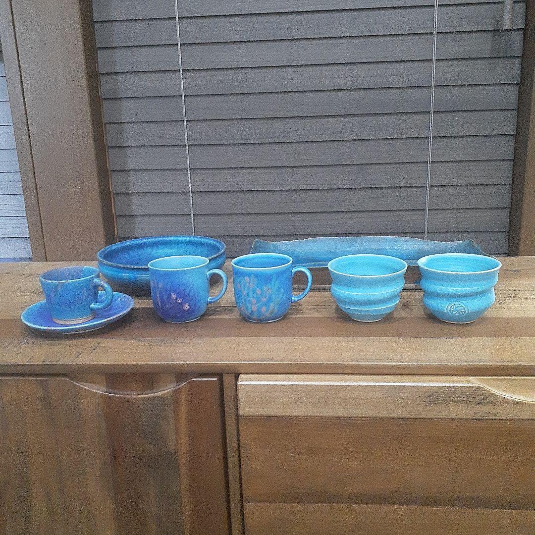 ターコイズブルー 焼き物 陶器 セット