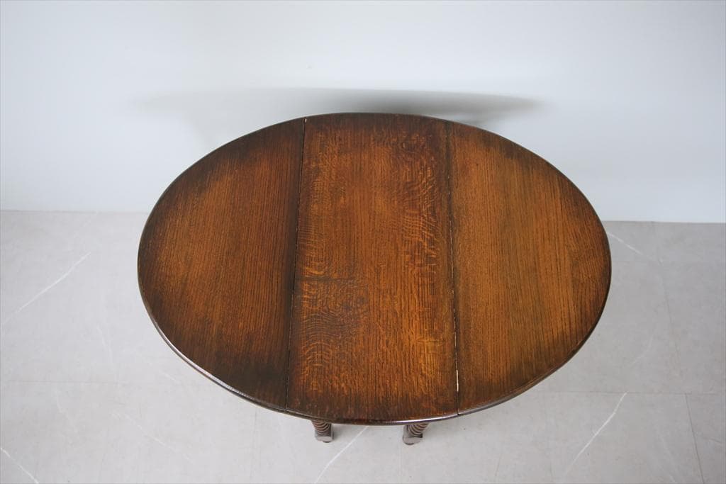 英国アンティーク木製ゲートレッグテーブル/ダイニング机バタフライ(87-126)