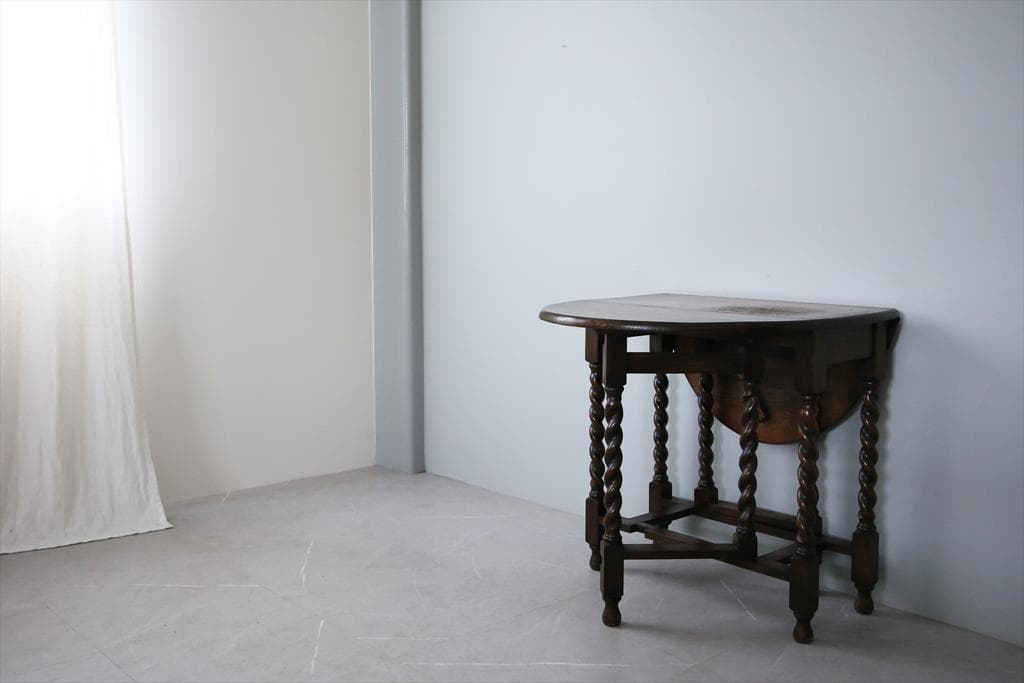 英国アンティーク木製ゲートレッグテーブル/ダイニング机バタフライ(87-126)