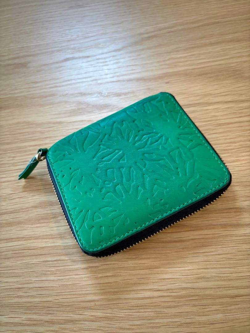 コムデギャルソン　緑色レザー 二つ折り財布